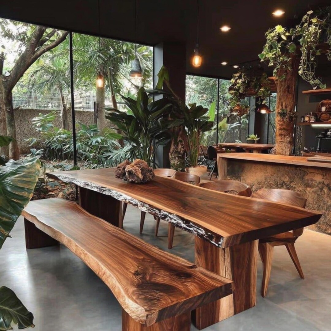 Handmade Walnut Dining Table – Solid Wood Kitchen Furniture, Rustic ...