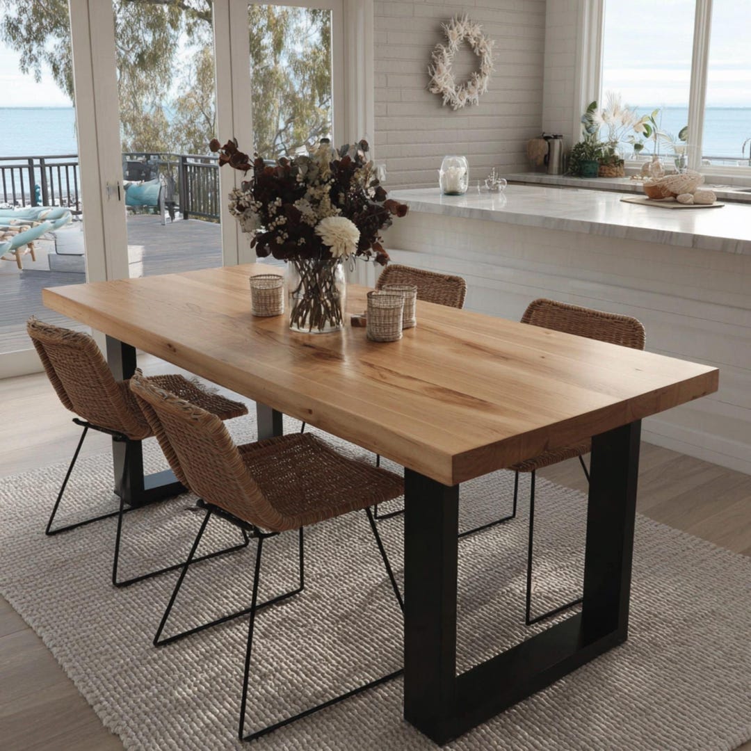 Handmade Walnut Wooden Dining Table – Rustic Farmhouse Kitchen Table - Etsy