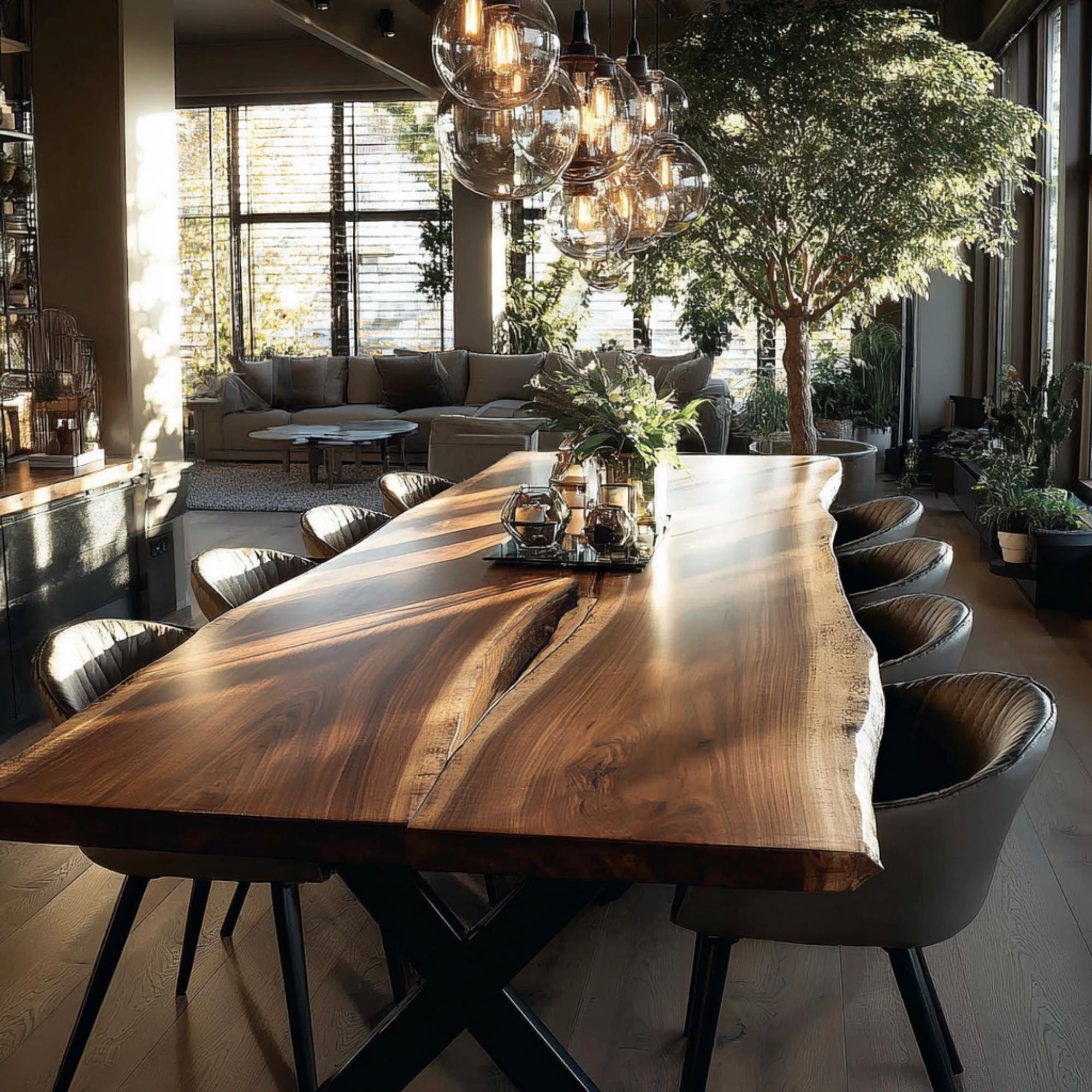 Solid Walnut Live Edge Dining Table – Handmade Modern Rustic Furniture ...