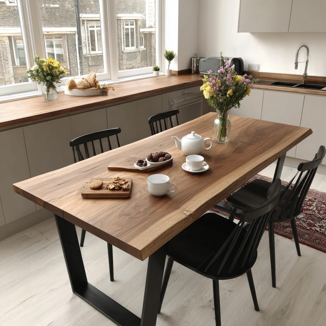 Handmade Walnut Dining Table – Modern Farmhouse Kitchen Table - Etsy