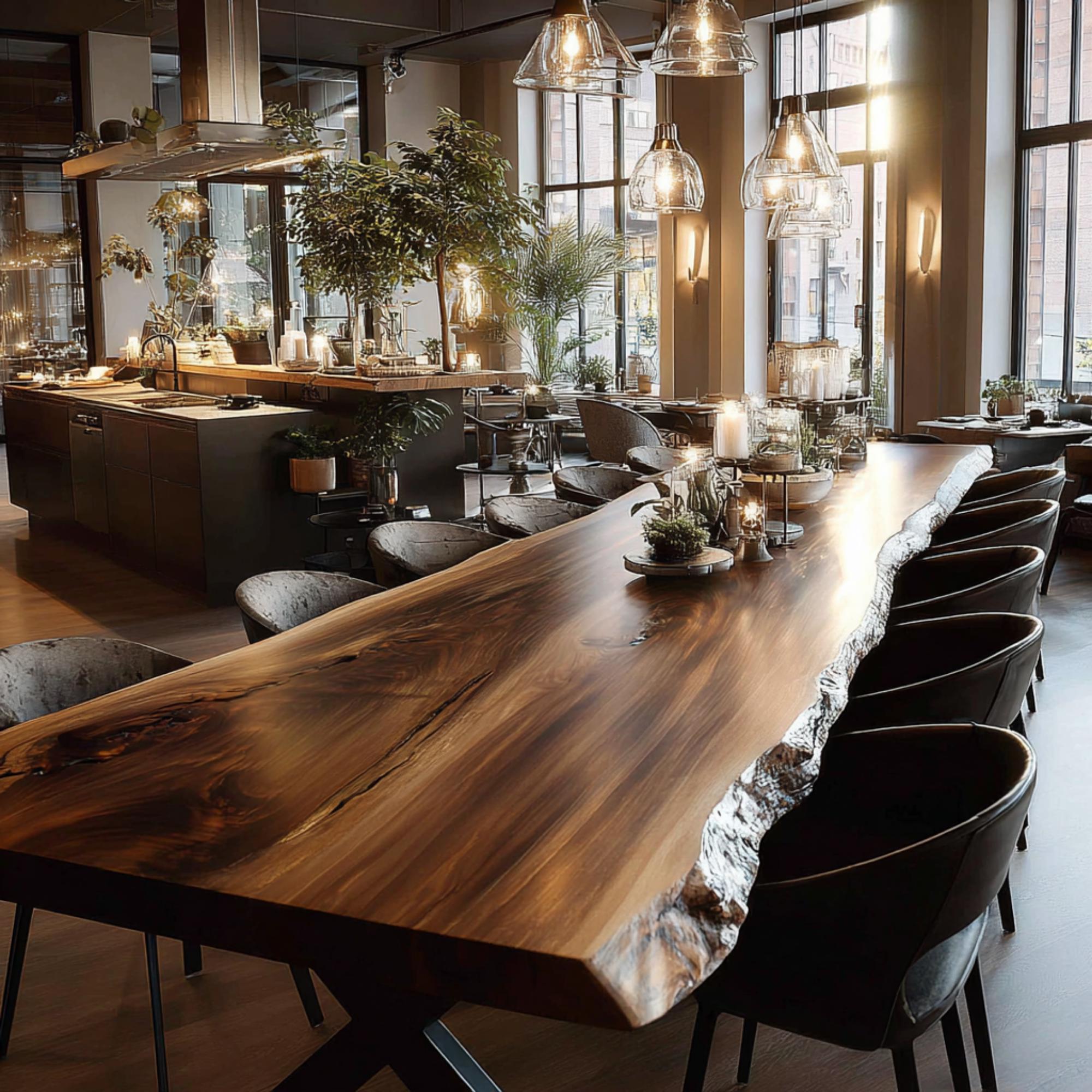 Solid Walnut Live Edge Dining Table – Farmhouse Modern Kitchen ...