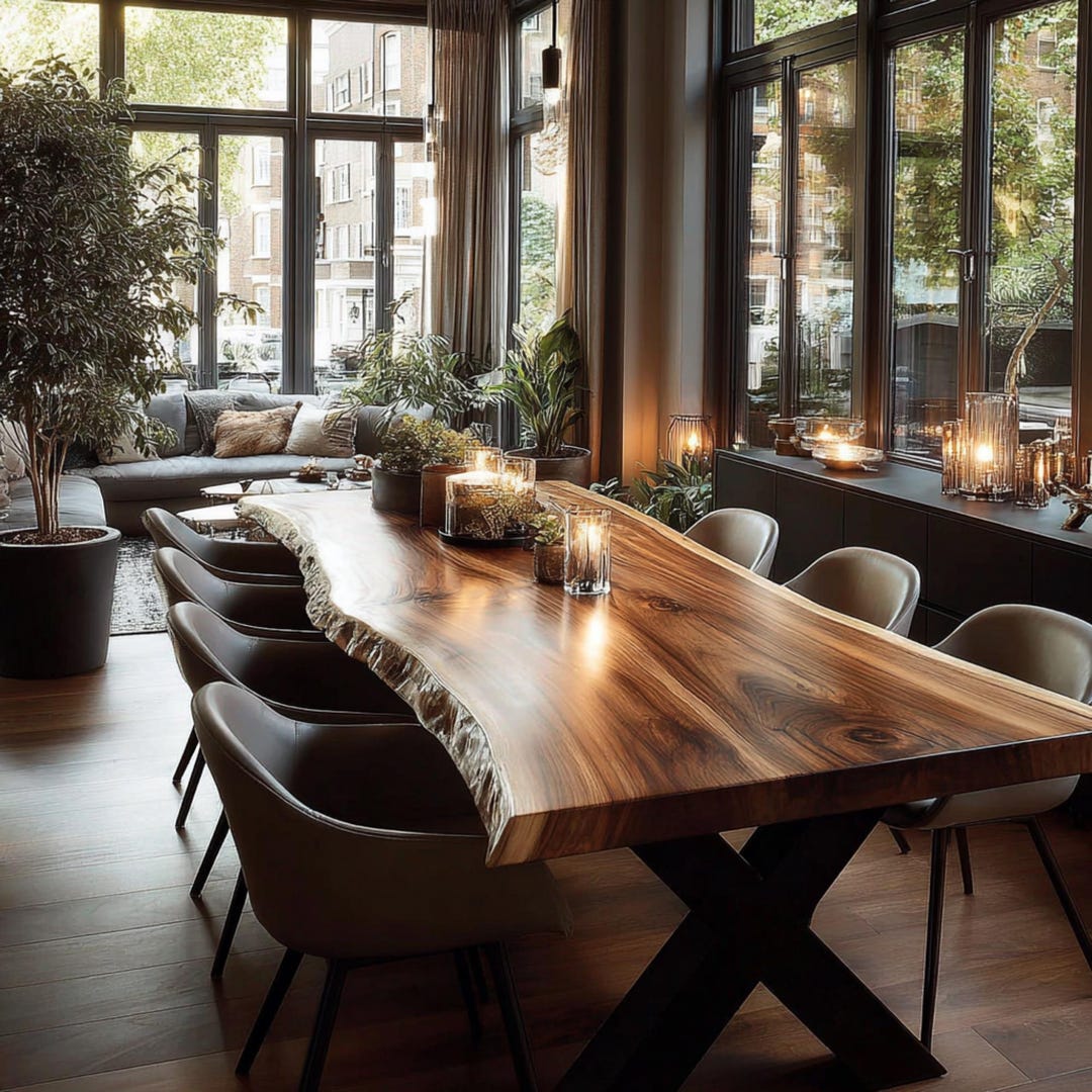 Solid Walnut Live Edge Dining Table – Farmhouse Modern Kitchen ...