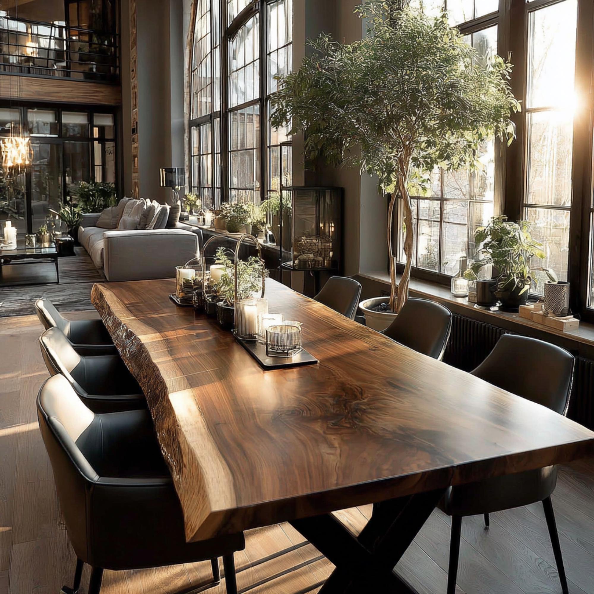Solid Walnut Live Edge Dining Table – Handmade Modern Rustic Furniture ...