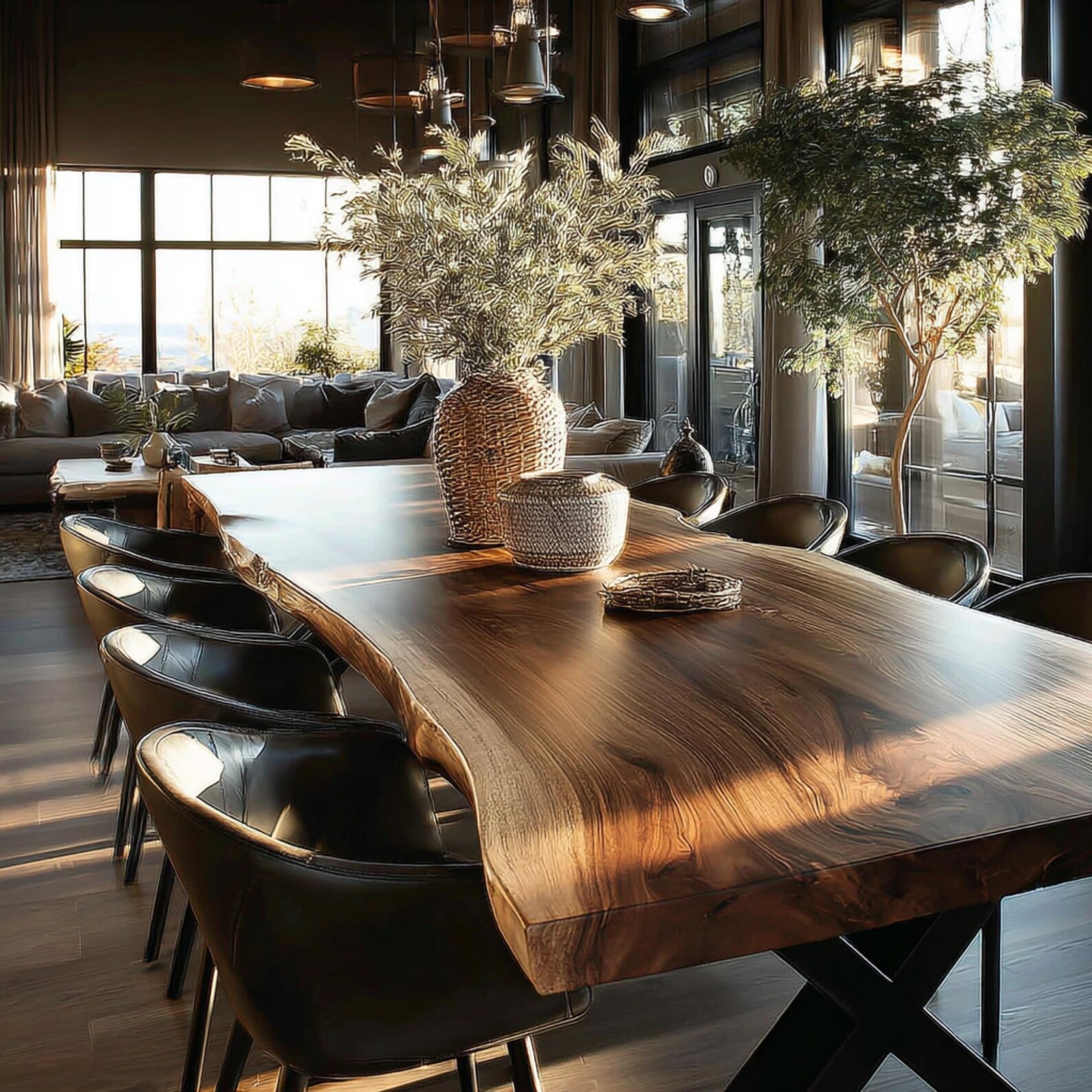 Solid Walnut Live Edge Dining Table – Handmade Modern Rustic Furniture ...