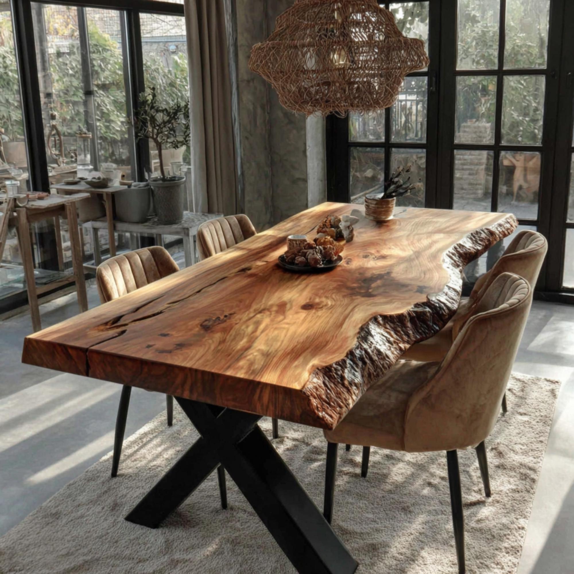 Solid Walnut Live Edge Dining Table, Rustic Farmhouse Wood Furniture - Etsy