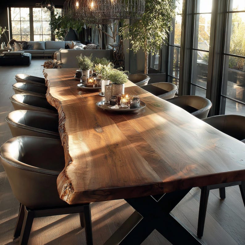 Solid Walnut Live Edge Dining Table – Handmade Modern Rustic Furniture ...