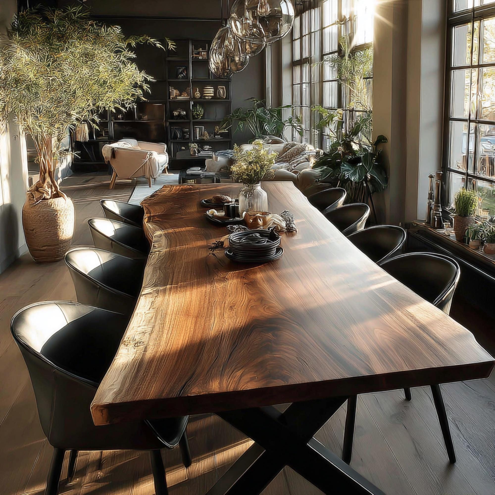 Solid Walnut Live Edge Dining Table – Handmade Modern Rustic Furniture ...