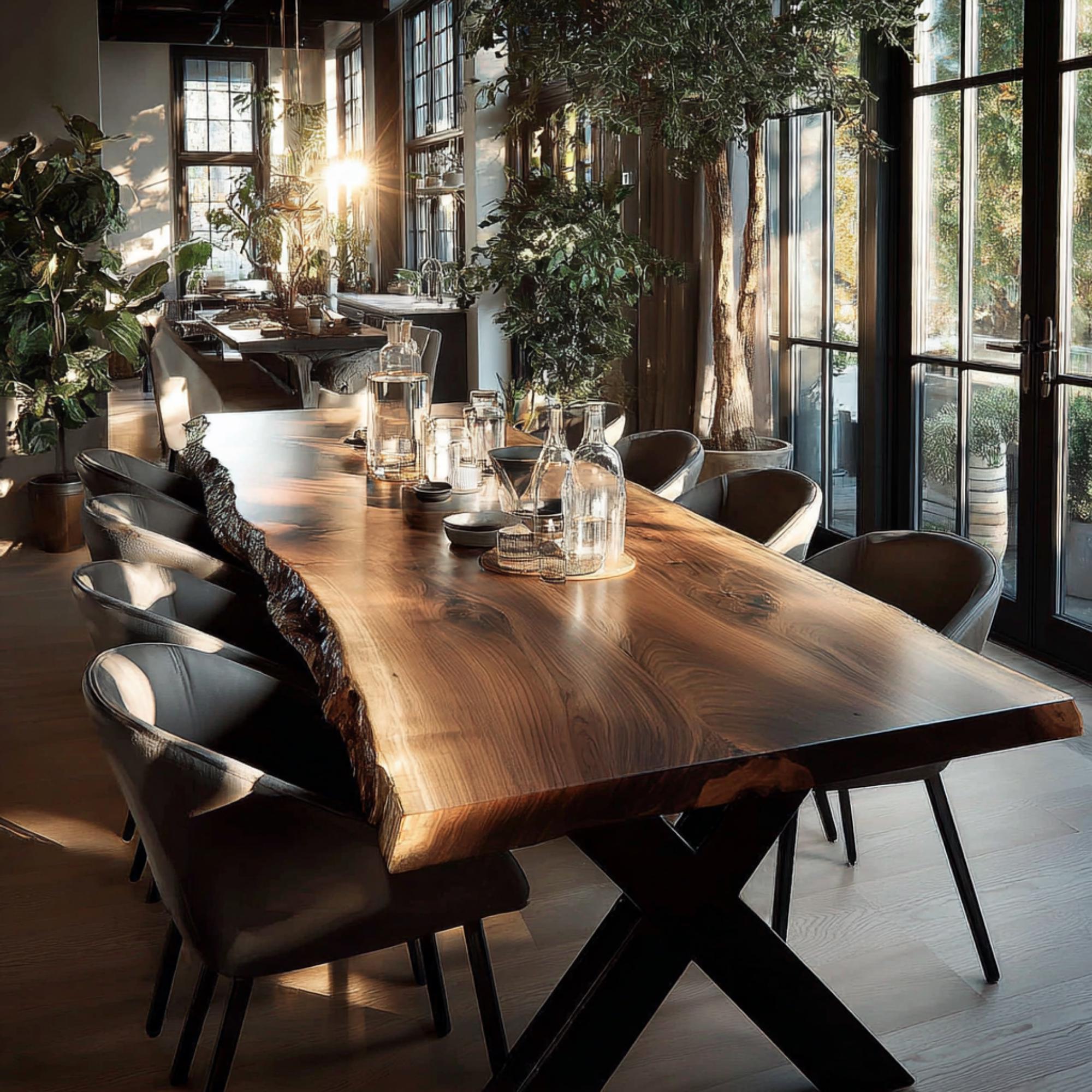 Solid Walnut Live Edge Dining Table – Handmade Modern Rustic Furniture ...
