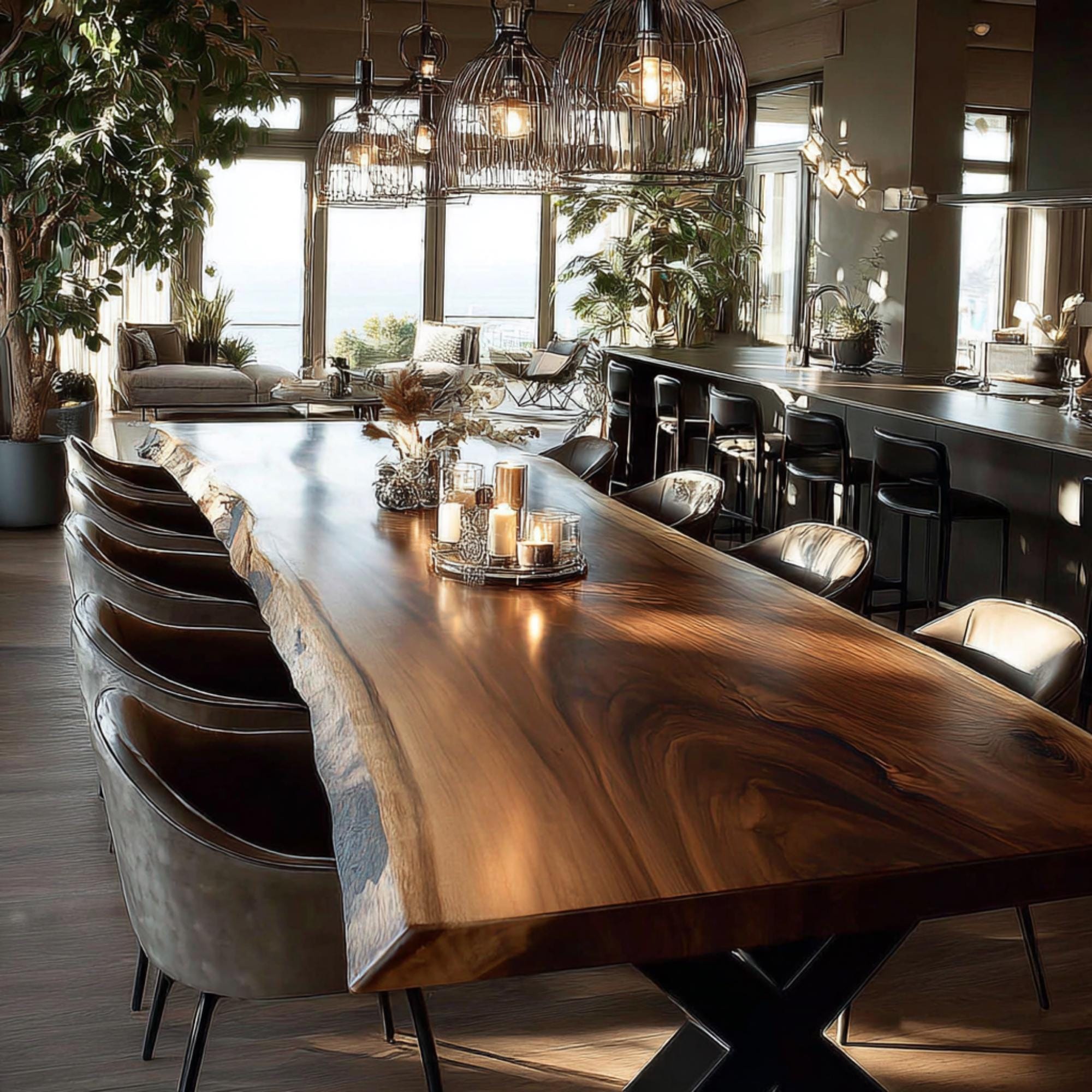 Solid Walnut Live Edge Dining Table – Farmhouse Modern Kitchen ...