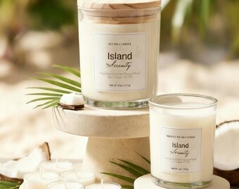 Island Serenity - 10oz Soy Wax Candle or Tea Light set