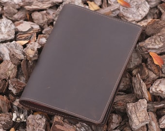 Personalized Handmade Leather Notebook Cover, A5 A6 Leather Travel Journal Cover, Custom Book Cover, Leather Journal Cover, Gift for Him