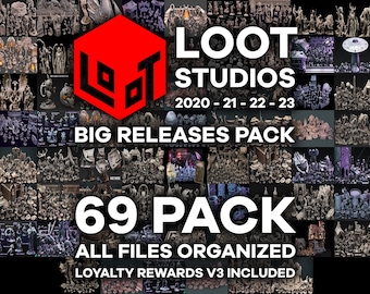 Pack de 69 figurines Loot Studios | Miniatures de table | Figurines RPG | Pack de figurines D&D |stl| Fichier d'impression 3D Fichier STL