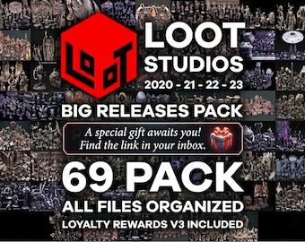 Loot Studios 69 Pack Miniatures Pack | Tabletop Miniatures | RPG Miniatures | DnD Miniatures Pack |stl| 3D Print File STL File