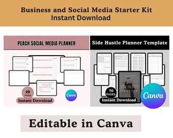 Canva Business Planner Kit | Social Media & Side Hustle Growth Templates Bundle