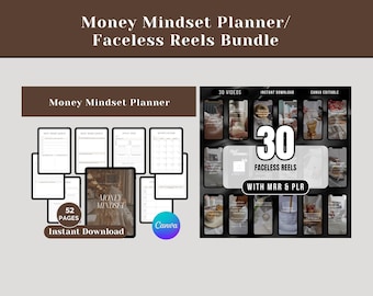 Geld Mindset Planer | Budget Tracker, Reichtumsplaner & bearbeitbare Canva Vorlage (MRR/PLR)
