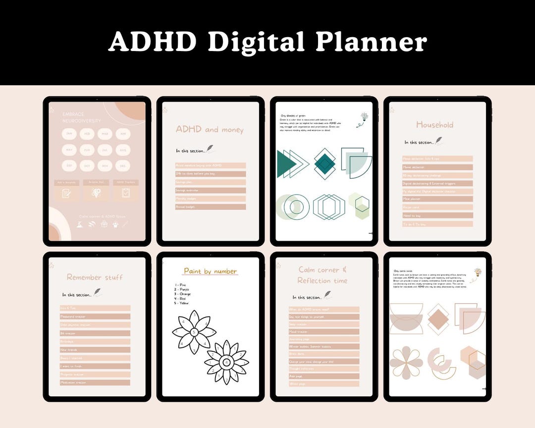 ADHD Planner | Printable Productivity Journal, Focus Tracker & Time ...