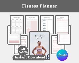 Printable Fitness Planner | Workout Tracker, Meal Planner & Weight Loss Journal (MRR)