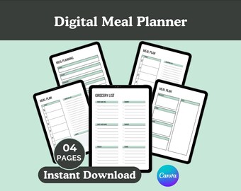 Canva Mahlzeitenplaner Template: Wöchentlicher & täglicher Tracker (PLR Digital Download)