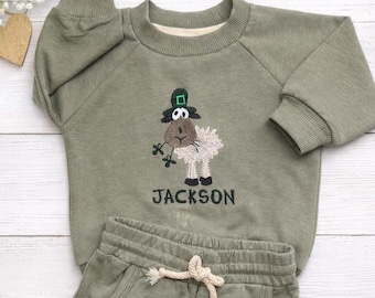 Personalized St. Patrick’s Day Baby Outfit, Organic Cotton Embroidered st pattys, Bubble Romper or Jogger Set, Toddler, Preschool party