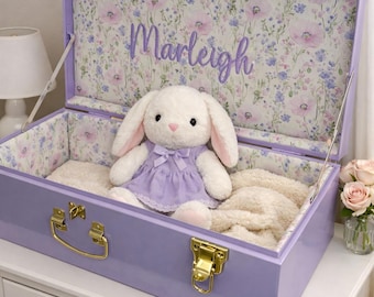 Personalized Baby Embroidered Keepsake Trunk, Custom Name Memory Box, Petite & Deluxe Child Storage Chest, Nursery Heirloom Baby Shower gift