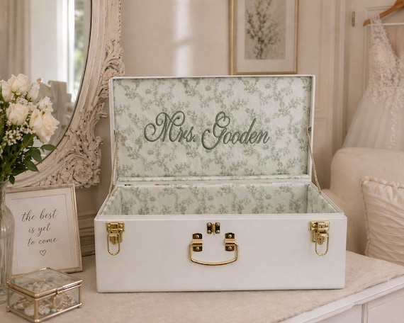 Wedding Keepsake Trunk, Personalized Bridal Memory Box