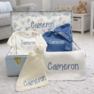 Baúl de recuerdos bordado personalizado para niño golfista, caja de recuerdos con nombre personalizado, cofre de almacenamiento infantil, regalo de baby shower de herencia familiar, caja de juguetes imagen 13