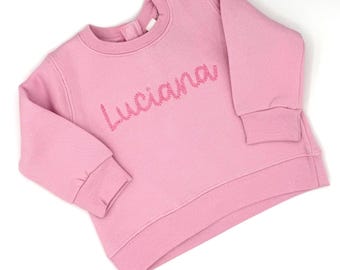 Sudadera personalizada para bebé y niño pequeño / Jersey con nombre bordado / Sudadera rosa o morada para niño / Conjunto para niña / Tallas 6-5T