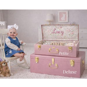 Baúl de recuerdos bordado personalizado para niño golfista, caja de recuerdos con nombre personalizado, cofre de almacenamiento infantil, regalo de baby shower de herencia familiar, caja de juguetes imagen 6