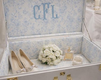 Personalized Bridal Keepsake Trunk, Wedding Memory Box, Custom Embroidered Bride Chest, Heirloom Wedding Storage, Monogrammed Bride Keepsake