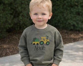 Conjunto deportivo personalizado para niños pequeños del Día de San Patricio / Traje de tractor de algodón orgánico / Sudadera y pantalones con bordado de trébol / Fiesta preescolar