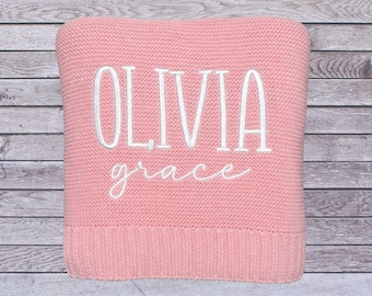 Manta de bebé con nombre personalizado, manta bordada personalizada, manta tejida con nombre de bebé, regalo de baby shower, manta para volver a casa, regalo de recuerdo