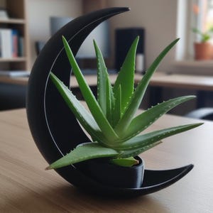 Moderner Mondkaktus-Pflanztopf – Minimalistischer Halbmond-Sukkulententopf – Himmlische Schreibtischdekoration – Geschenk für Pflanzenliebhaber