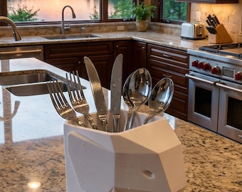 Escurridor de cubiertos con forma de elefante - Organizador de cocina impreso en 3D - Soporte para utensilios con drenaje automático - Decoración geométrica de animales - Regalo de inauguración de casa