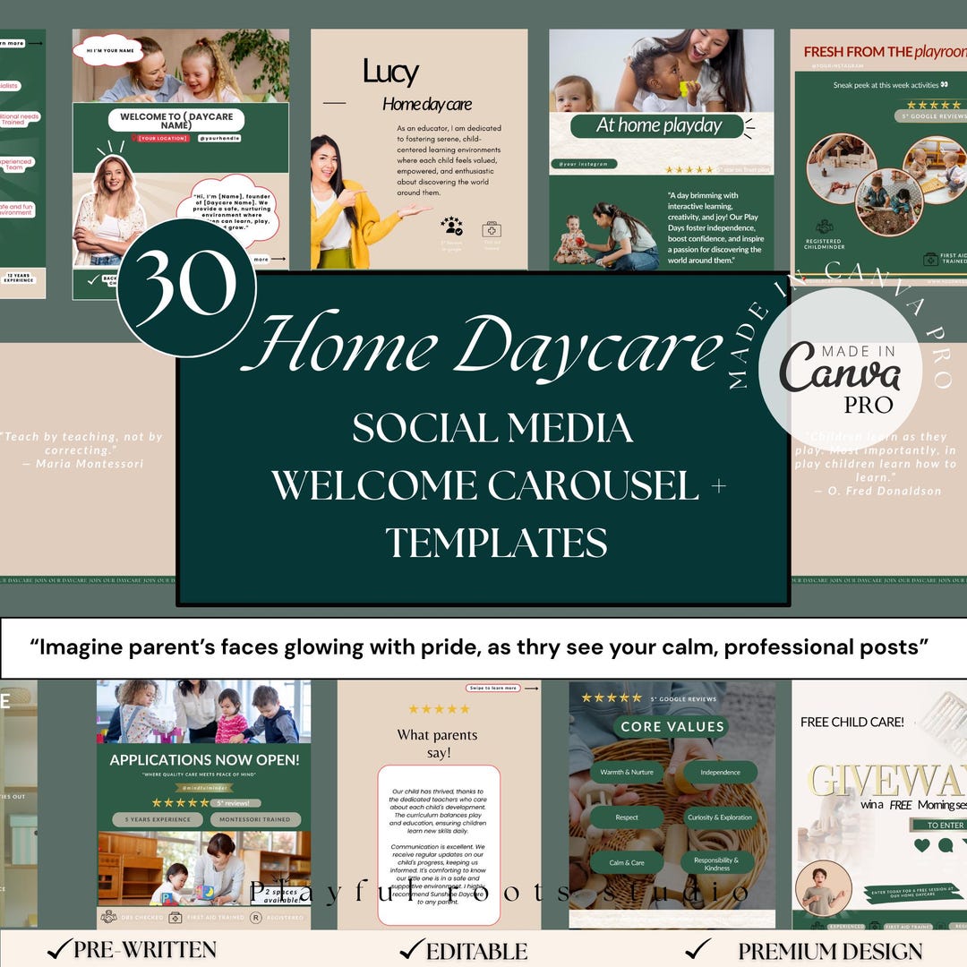 Welcome Daycare Template and Posts | Instagram Carousel | Post Graphics ...