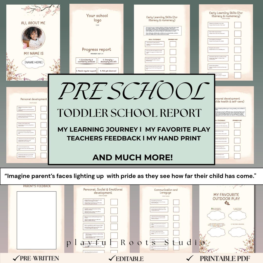 Preschool Toddler Progress Report | Learning Checklist | Monthly ...