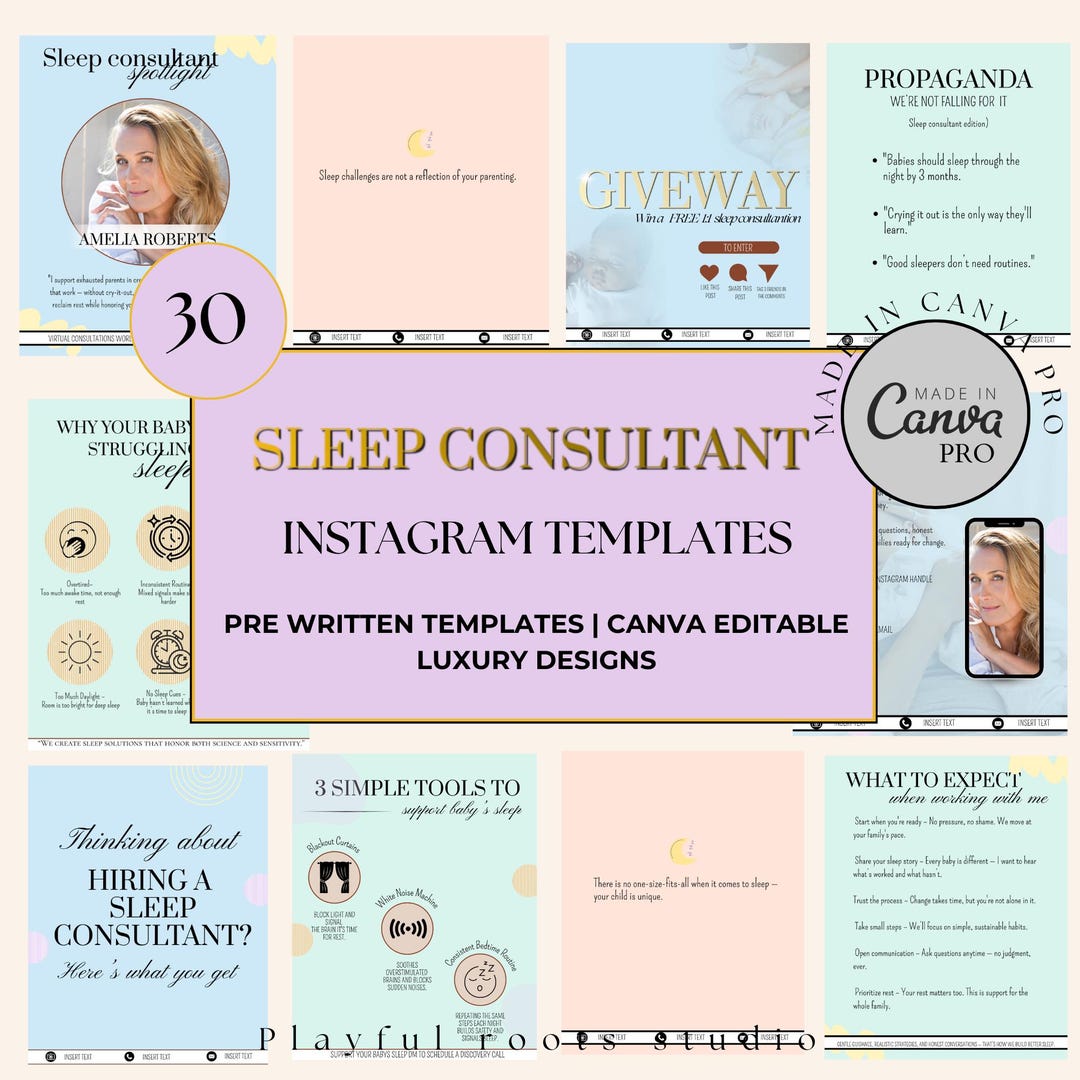 Sleep Consultant Instagram Templates | Canva Editable, Baby Sleep Tips ...