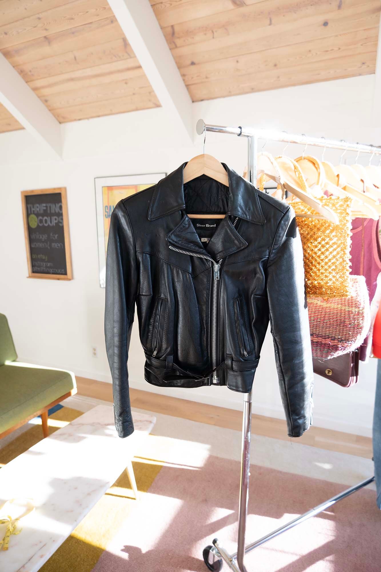 Cinched Waist Leather Jacket