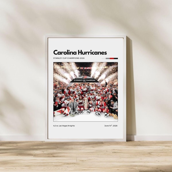 Carolina Hurricanes Stanley Cup Poster | 2026 Champions Wall Art | NHL Print