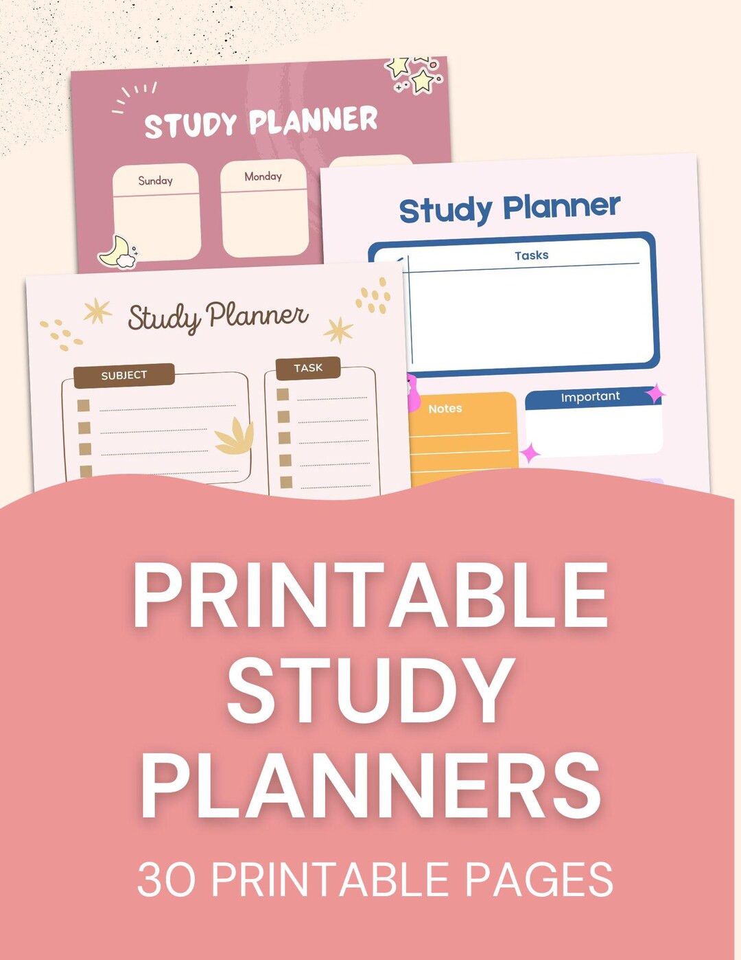 30-pack Study Planner Templates | Printable Academic Organizer ...