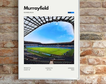 Murrayfield Stadium Edinburgh Rugby Digital Print | Scotland Rugby | Minimalist Sports Poster