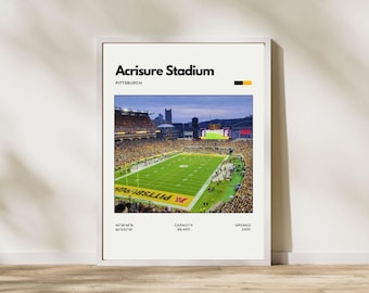 Póster minimalista del estadio Acrisure de los Pittsburgh Steelers / Impresión de estadio de la NFL