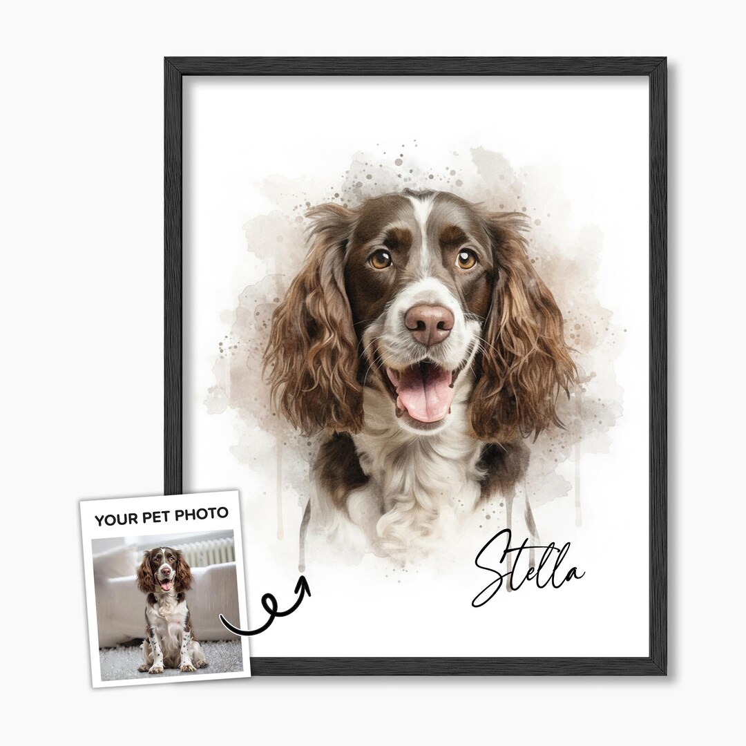 Custom Watercolor Pet Portrait From Photo — Personalized Digital Dog ...