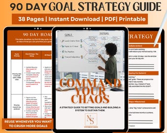 90 Day Goal Planner | Strategy Guide, Productivity Workbook (Digital Download)