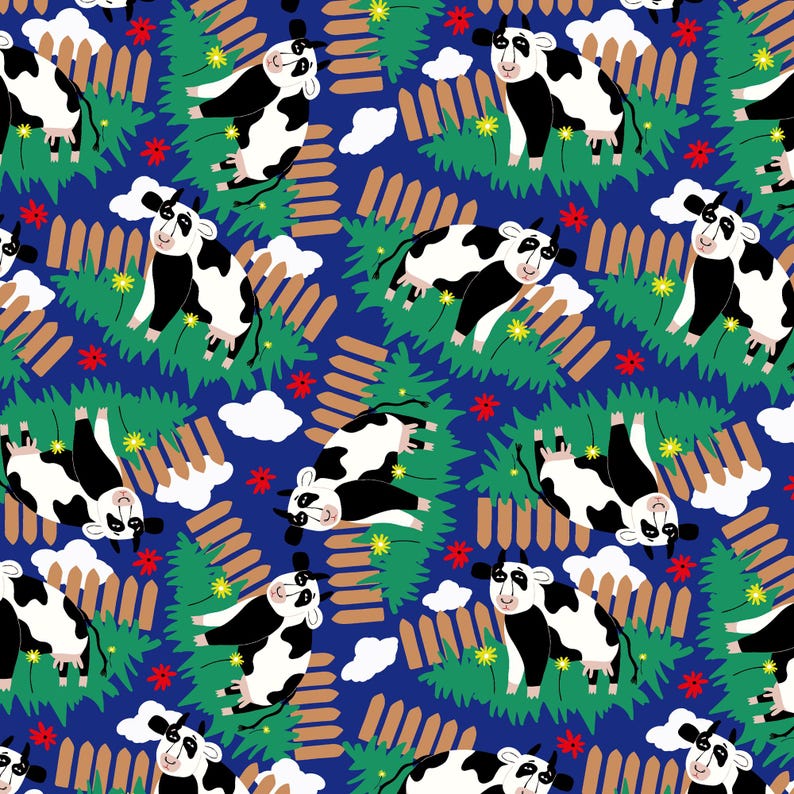 Holstein Cow Print Fabric - Sold by 1/2 Yard - 100% Cotton Fabric - Etsy