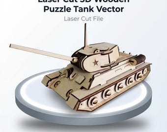 Laser Cut 3D Wooden Puzzle Tank | CDR DXF