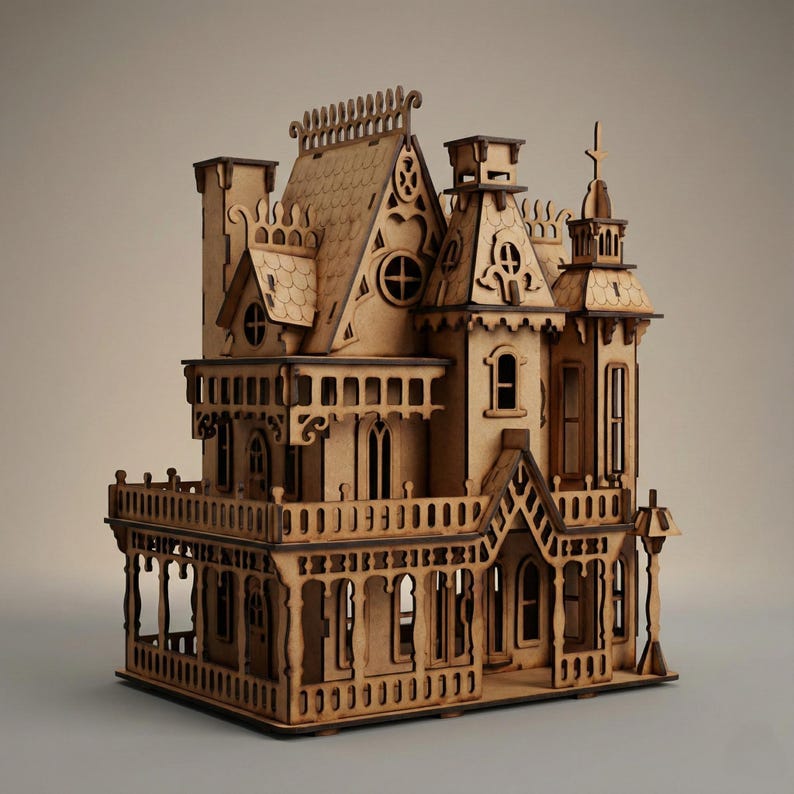 Fantasy Villa Lighthouse Puzzle - Wooden Laser Cut Model Design - Etsy