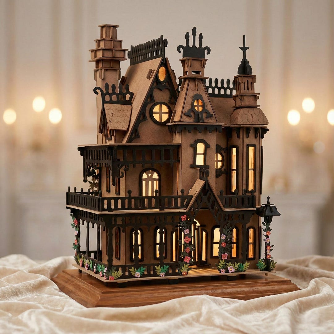Fantasy Villa Lighthouse Puzzle - Wooden Laser Cut Model Design - Etsy