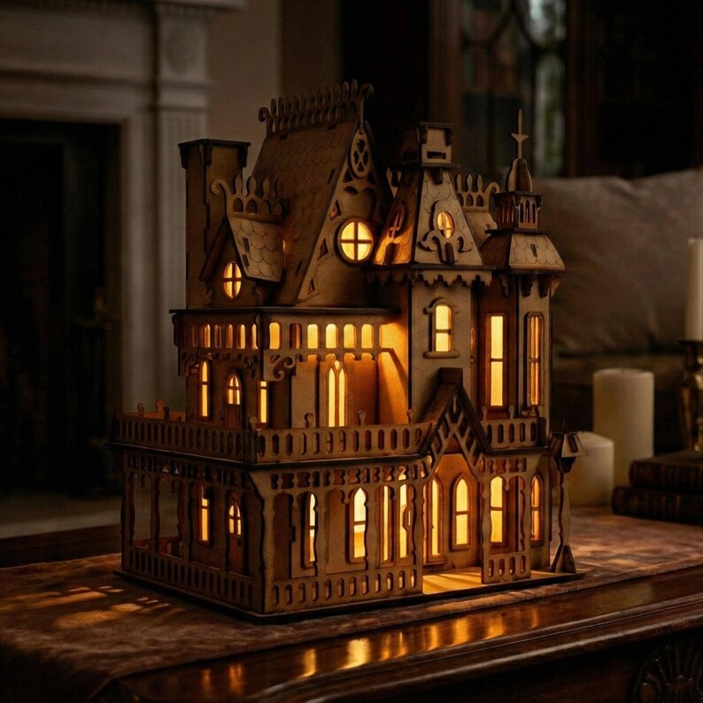 Fantasy Villa Lighthouse Puzzle - Wooden Laser Cut Model Design - Etsy