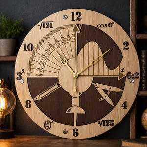 Math Wall Clock Laser Cut File | Geometry Teacher Gift | Wooden Clock SVG (Digital Download)