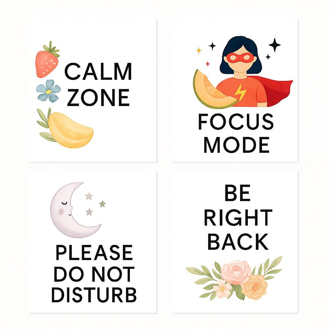 Minimalist Door Signs – Digital Printable Mood Labels (focus Mode, Calm ...